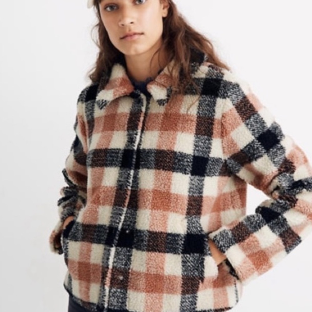 Madewell Plaid Sherpa Coat/Jacket